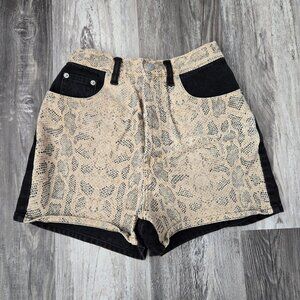 VINTAGE 90s JORDACHE High Waisted Denim Shorts - Black & Snakeskin